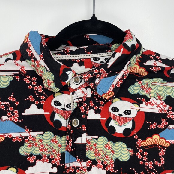 2/30$ VSTR Mens Asian Inspired Panda Casual Wearable Art Button-Down Shirt M - Picture 5 of 11